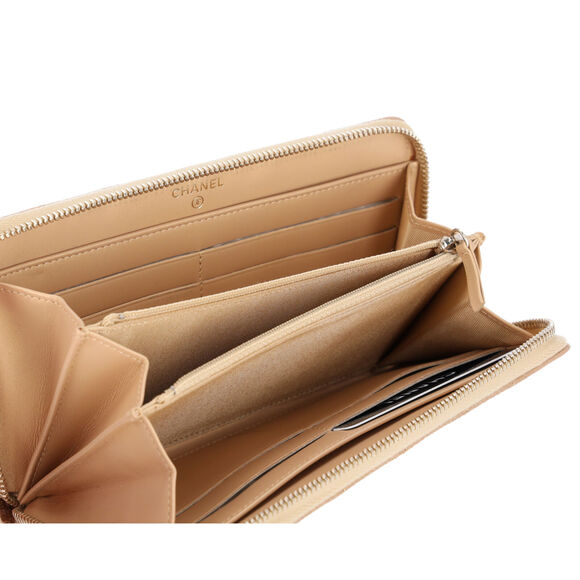 CHANEL Matelasse Classic Quilted Long Zip Around Wallet Gold Caviar Leather - Picture 6 of 7